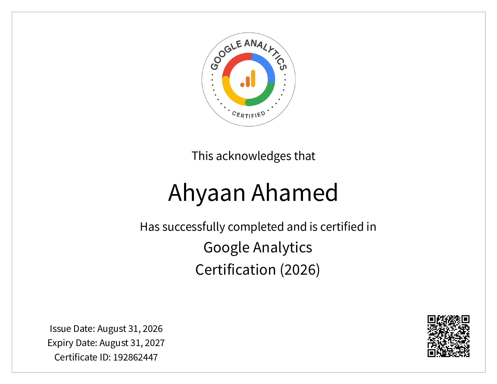 GA4 certificate